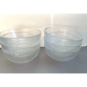 Fortessa Jupiter Beaded Hobnail Glass 5" Cereal Bowl Set of 6 Clear
